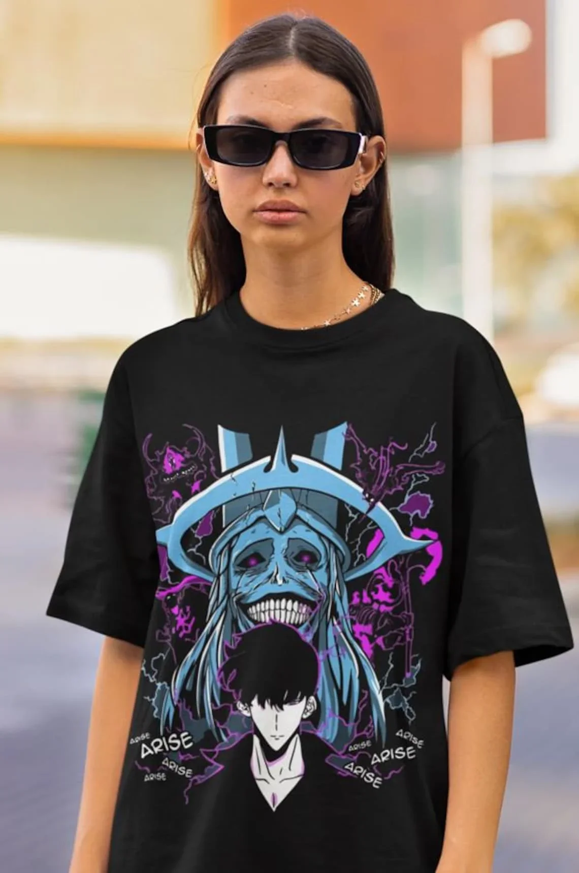 Arise Shadow Anime T-shirt damski męski Sung Jin-woo Solo Leveling krótkie rękawy ponadgabarytowa luźna bawełniana odzież męska koszulki