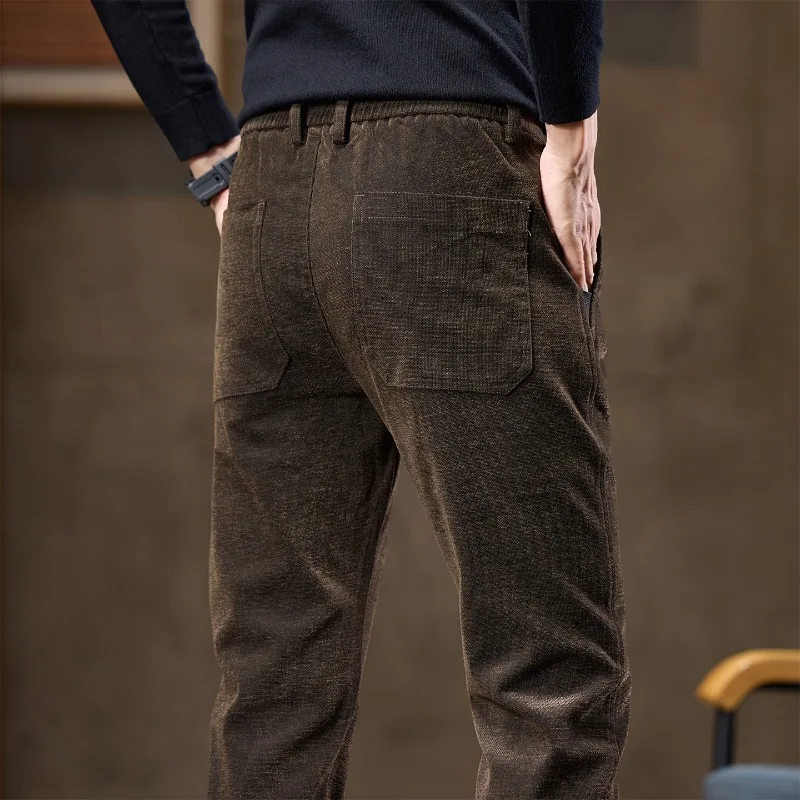 

Autumn Men's Straight Casual Pants Elastic Waist Comfortable Brand Fashion Slim Elastic Trousers Male Classic Brand Pants