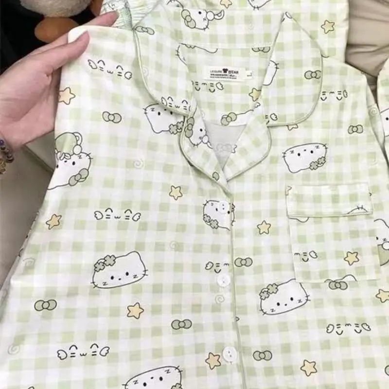 

Sweet Kawaii Youth Long Sleeved Pajamas Spring New Student Casual Loose Home Clothes Anie Fashion Girls' Set Comfortable Soft