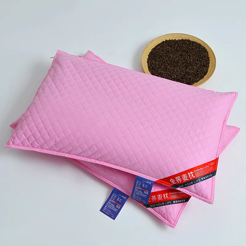 

Новая хлопковая подушка с натуральной вышивкой и мелкой клеткой, наполненная гречневой лузгой, ортопедическая подушка для шеи, здоровая подушка для сна.