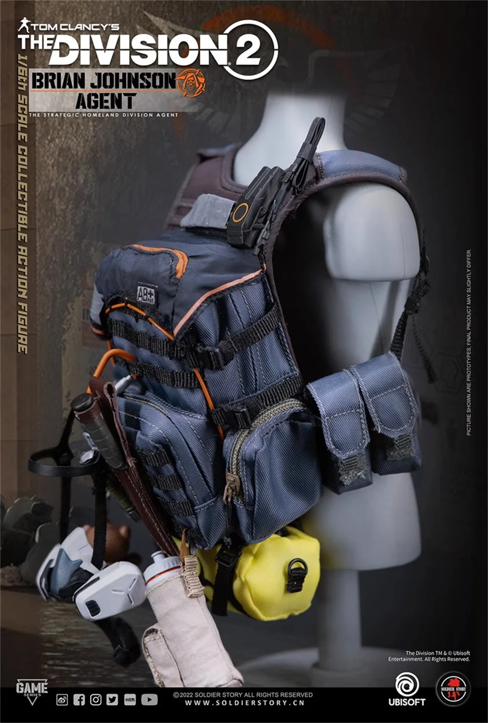 1/6 SoldierStory SSG-005 US. Player Johnson Agent Man Backpack Bags Shoulder Bag Knee Pad For 12