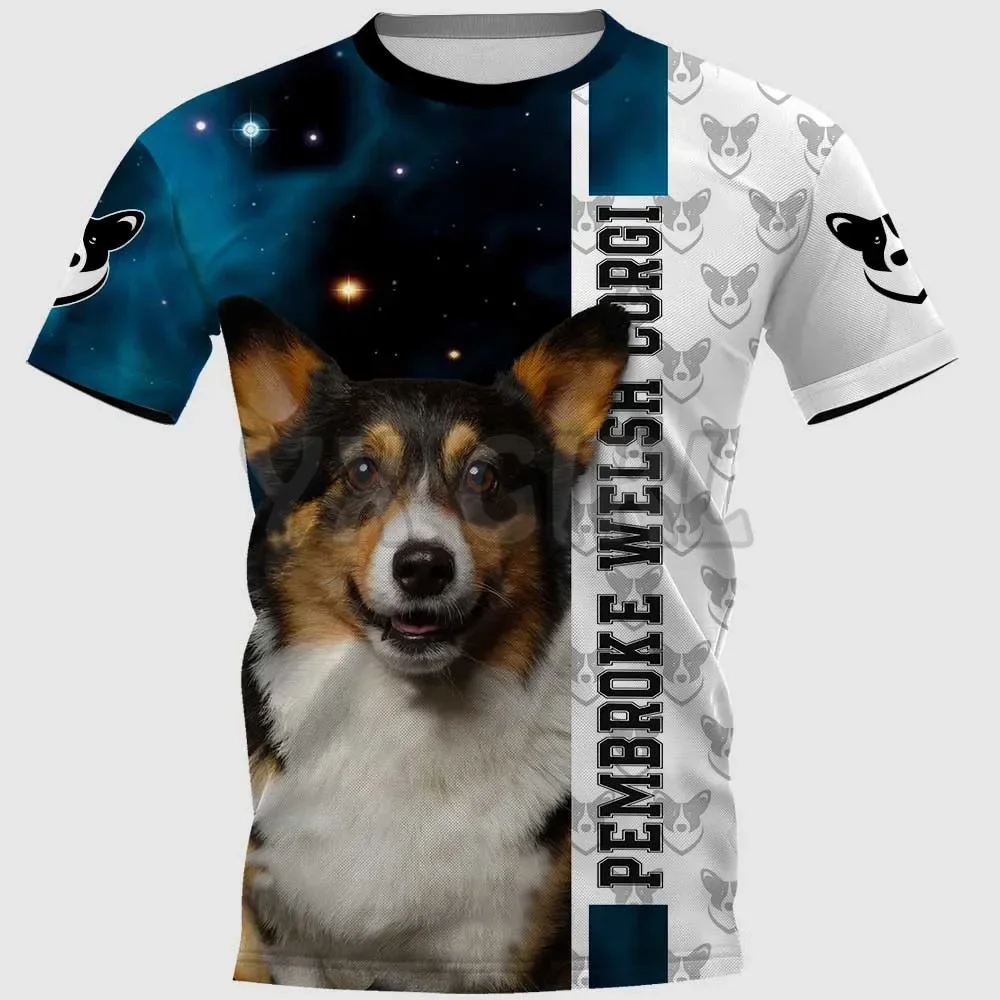 Летняя футболка с корги, 3D принт, унисекс