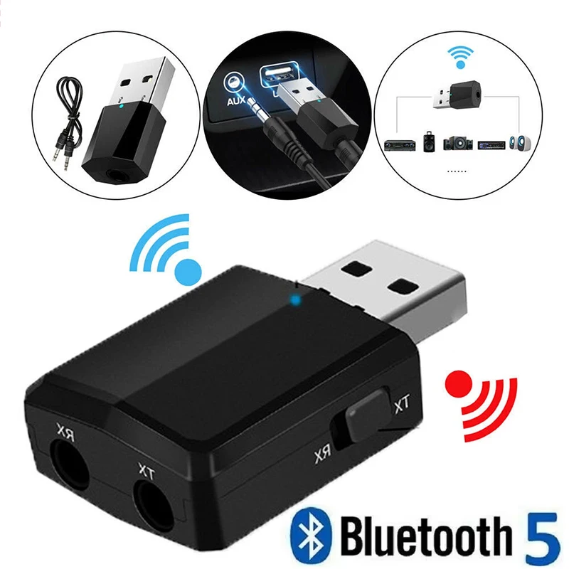 USB Bluetooth Receiver 3.5mm Jack AUX For Computer TV Laptops Car Audio Bluetooth 5.0 Audio Adapter Receiver Transmitter Module