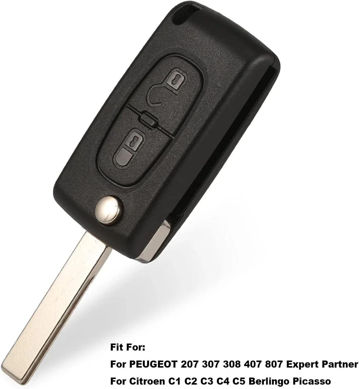 Benma- 433MHz 2 Buttons Folding Remote Car Key CE0523 for Citroen C2 Peugeot 207 307 308 407 807 PCF7941 ID46 with HU83 Blade Fl