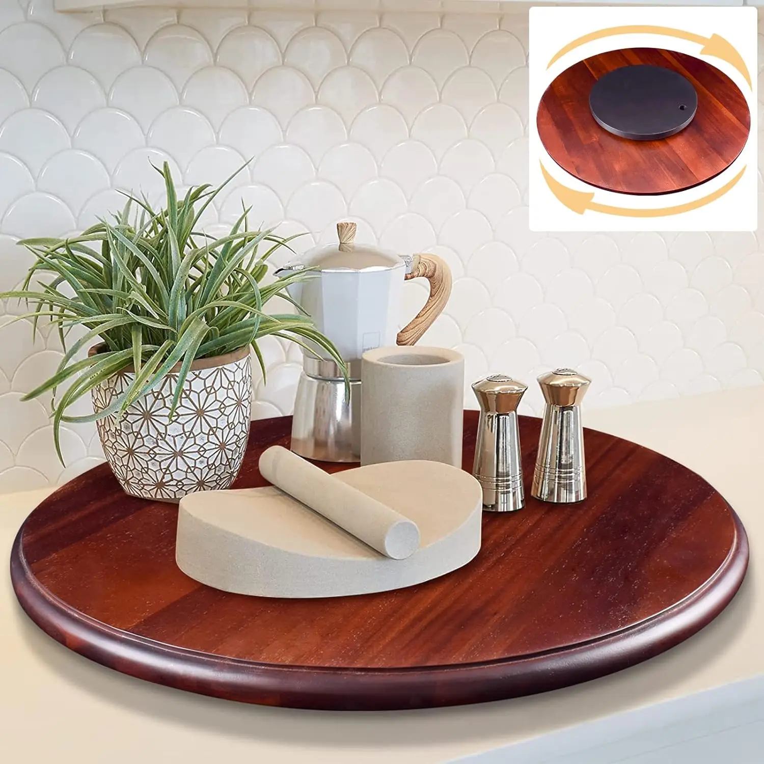 20inch Extra Large Rotating Storage  Tray, Kitchen Countertop Table Bearing Plate  Doubles As A Cheese Board Charcuterie Platter