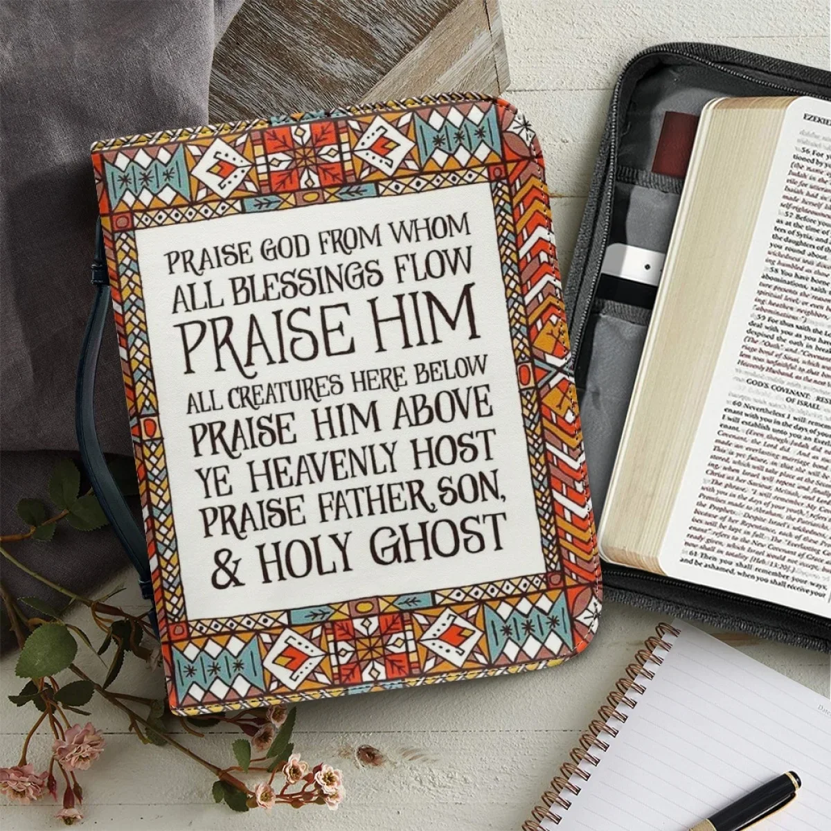 

Customized Bible Cover Case for Women Genuine Leather Bible Storage Bags New Zippered Handle Handbag High-quality Bag Holy Bible