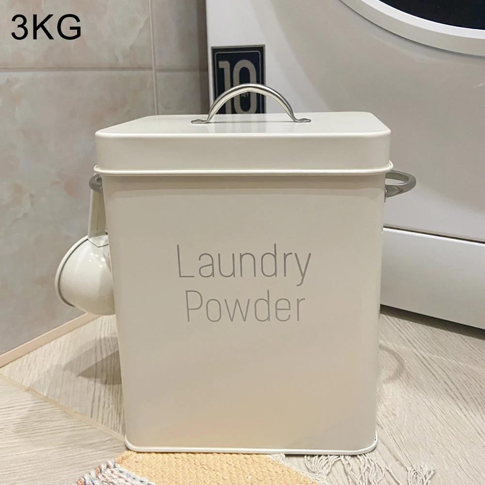 With Measuring Cup Snack Container Household Grain Storage Case Laundry Detergent Storage Box 3KG Washing Powder Barrel