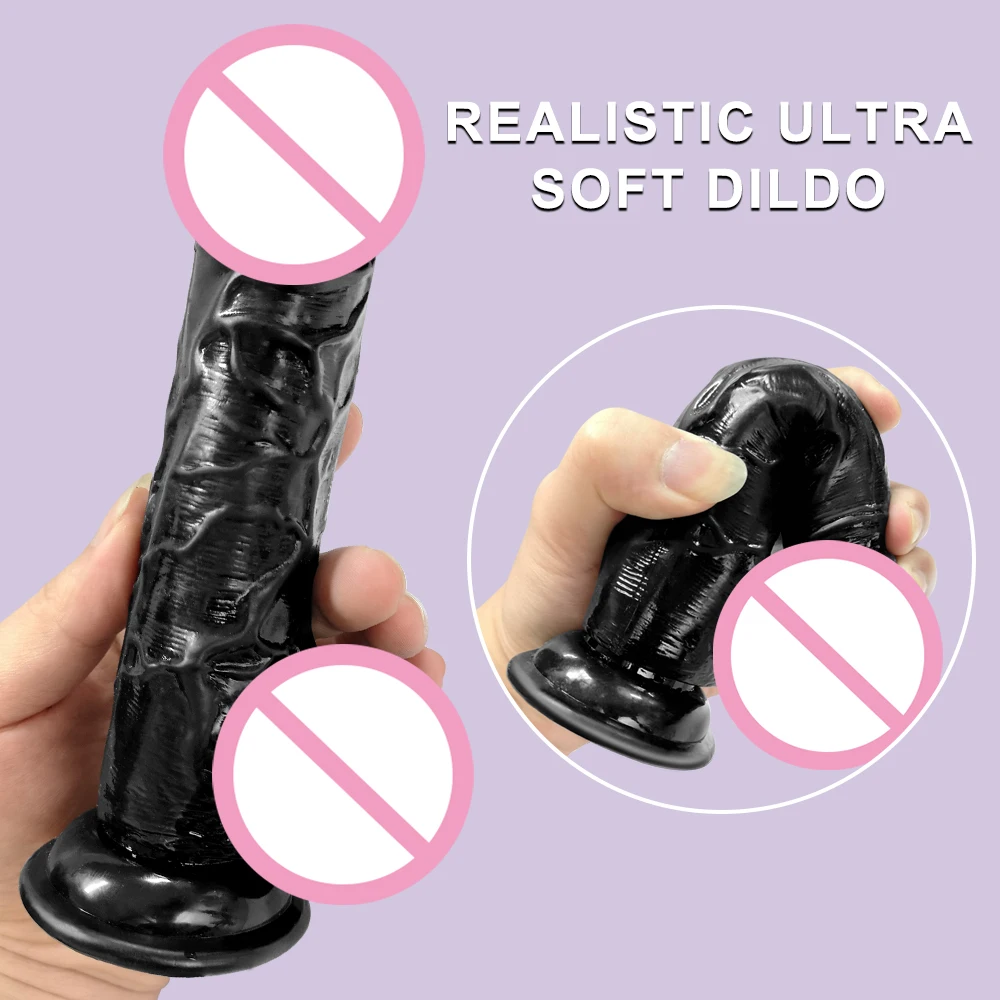 6.5 Inch Skin Realistic Dildo with Powerful Suction Cup Penis Black Big Dicks Sex Toys for Women Female Masturbation Adults 18