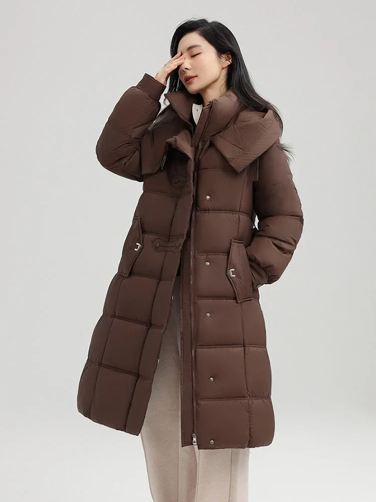 Winter New Long Hooded Cotton Padded Jacket Coat Women Thick Parkas Female Casual Outerwear with Belt Loose Overcoat For Women