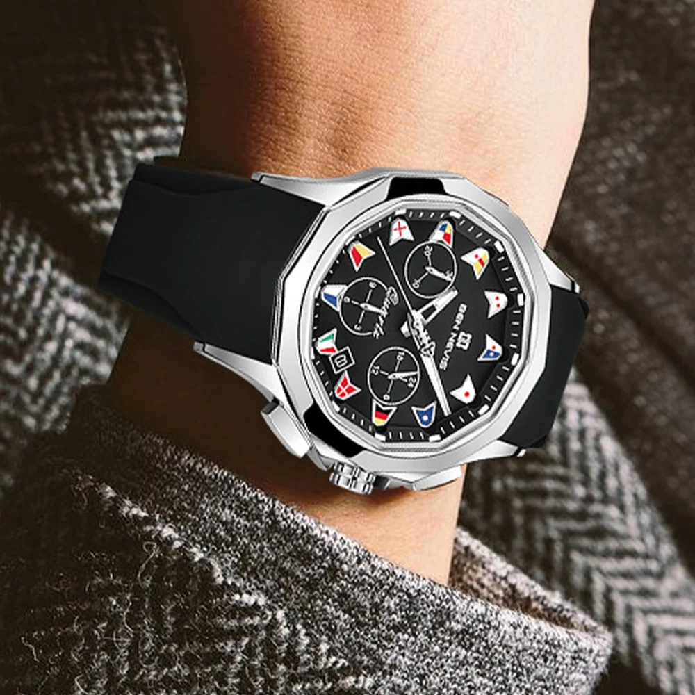 

42mm Men Luxury Watch Rubber Strap Band Wristwatch Install Quartz Movement Diving Men Wristwatch