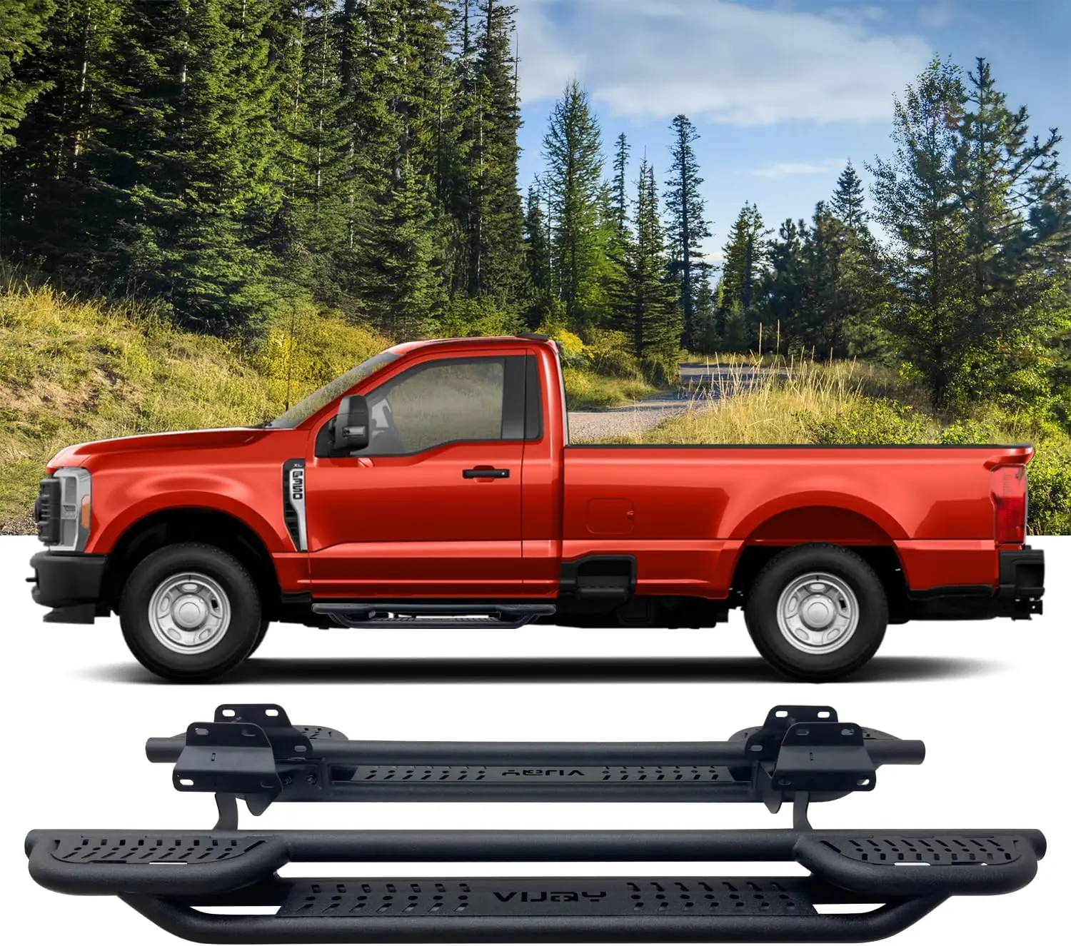 

Боковая подножка I, совместимая с Ford F150 и 2017-2025 Ford F250 F350 F450 F550 Reqular Cab 2015-2025 гг.
