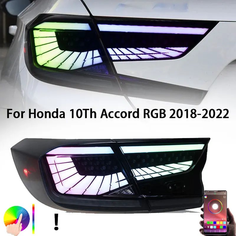 Auto Accessories RGB APP Control Rear Tail Lamps For Honda Accord 10th Gen 2018-2022 Car LED Lights Taillight Assembly DRL