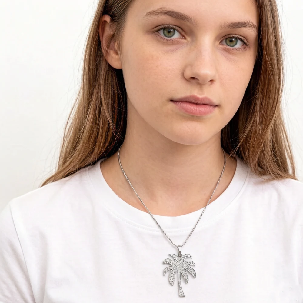 Pendant Palm Tree Pave Brand New Fashion Jewelry Europe 925 Sterling Silver Accessories Gift For Women & Men