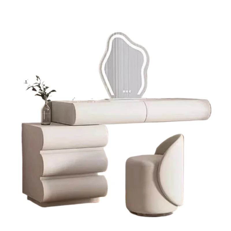 عرض كريم نمط ماكياج الغرور منضدة الزينة مكتب أدوات الزينة تسريحات مضيئة ماكياج صالون Penteadeira أثاث الفندق #6