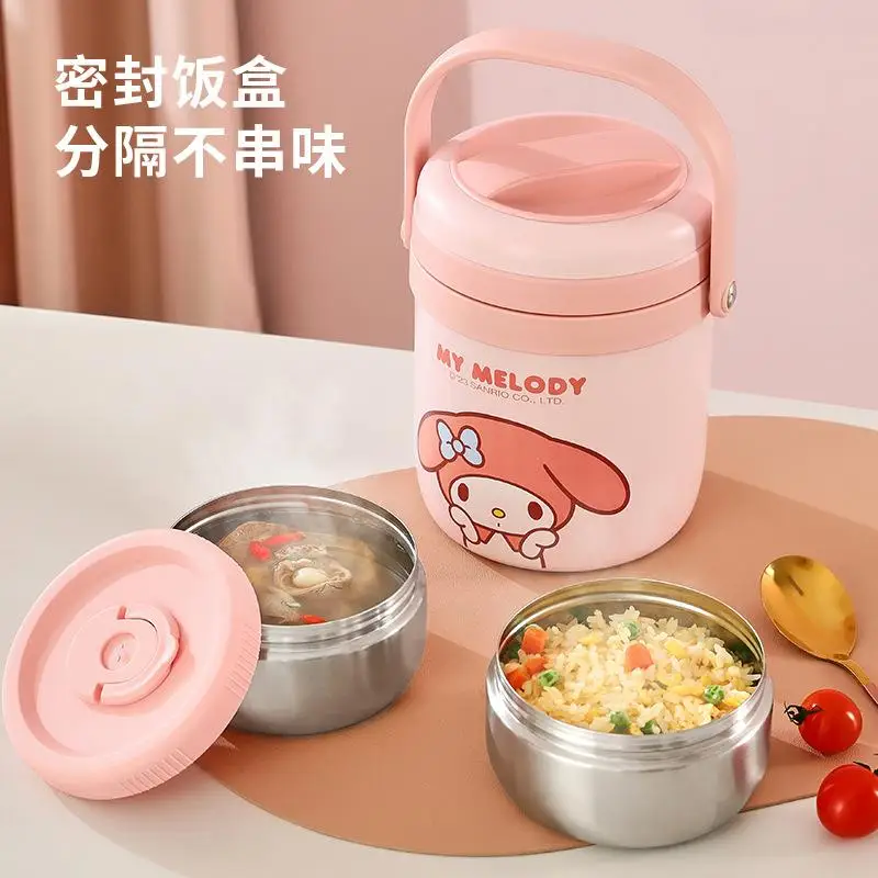 Hot Sanrios Hellokitty1.8L Cartoon Portable Keep Warm Lunch Box Anime My Melody Bento Box Sus304 Kids Office Portable Lunch Box