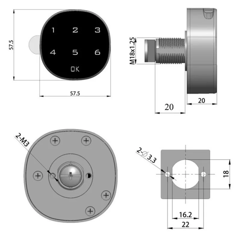 6 Digits Password Code Combination Padlock Zinc Alloy Touch Screen Smart Lock Anti-thieft For Wooden Cabinet Drawer Office File