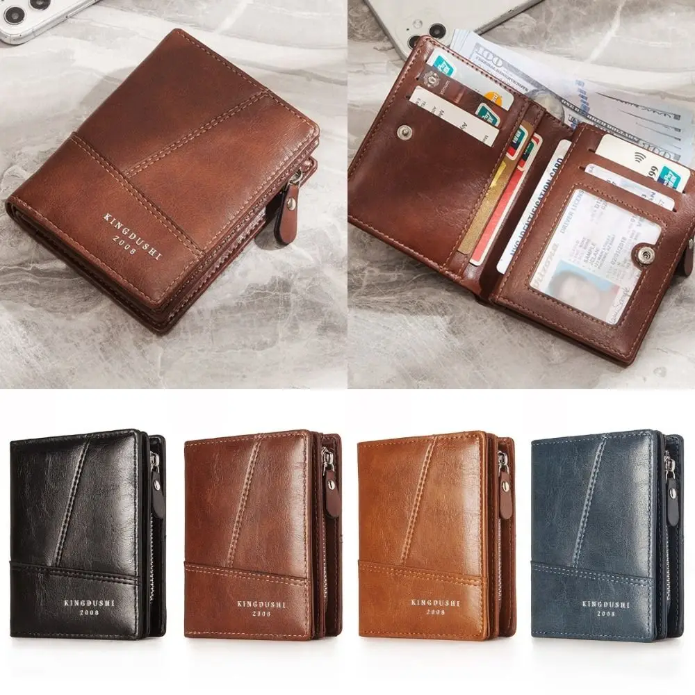 

Fashion Large Capacity Men Coin Purse Leisure Contracted Two Fold Purse Soft Multifunction Men's Short Wallet Travel