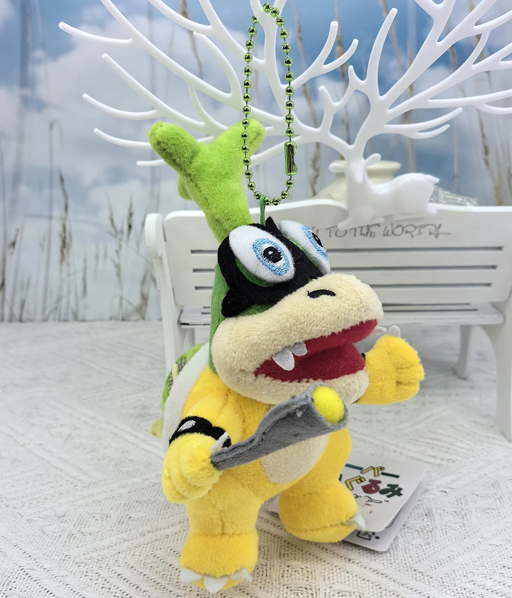 Super mario bros. iggy koopa 4 "animal de pelúcia chaveiro pingente, fúria de bowser odyssey saco de brinquedo de pelúcia chaveiro charme boneca de pelúcia