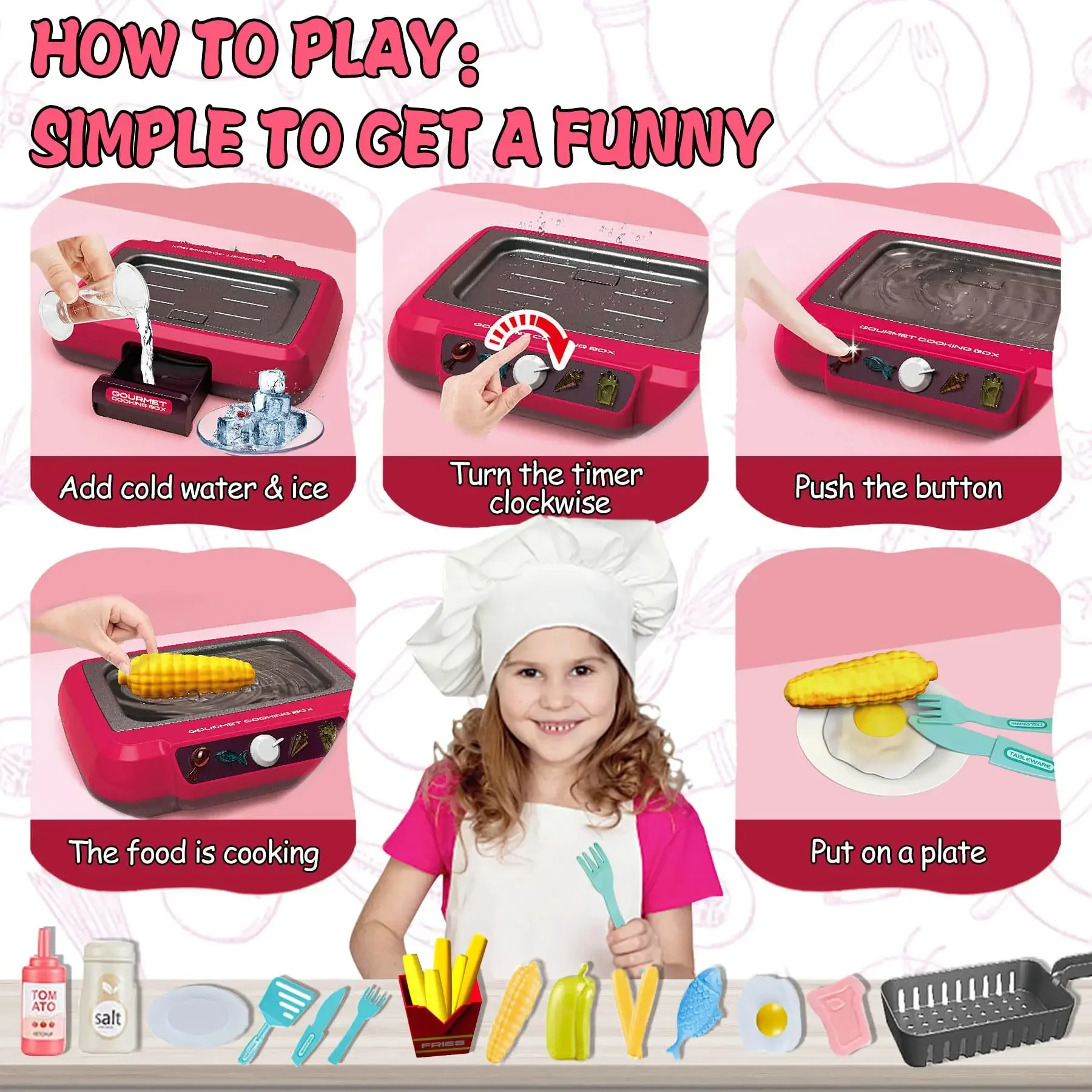 Juego de cocina DIY con sonido y Color claro, inducción multifuncional, casa de juegos para niños, juguetes de comida, regalos