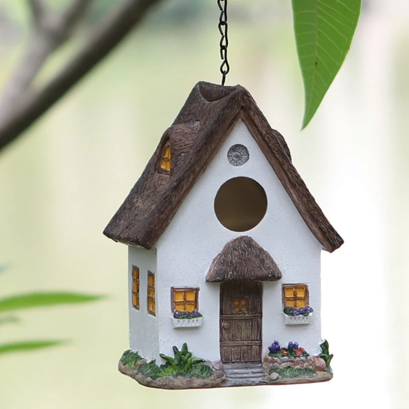 

Wildbird Hanging House Resin Bird Nest Garden Courtyard Breeding Resting House Hangable Birdhouse Backyard Accessories