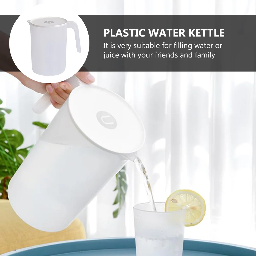 

Plastic Cold Water Kettle Set Large Capacity Transparent Pitcher Easy Clean H Design Pouring Cover Kitchen Bar Use