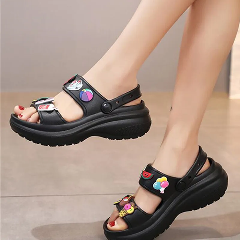 

2023 New Summer Women Sandals Korean Wedge Platform Casual High Heels Ladies Shoes Outdoor Beach Peep Toe Sandalias De Mujer