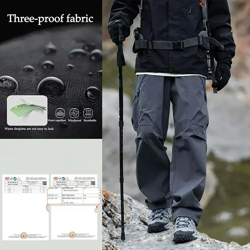 Men's Climbing Trousers Windproof Rainproof Cycling Pants  Hiking Trip Cargo Pants Outdoor Camping Running Sport Men Trouses