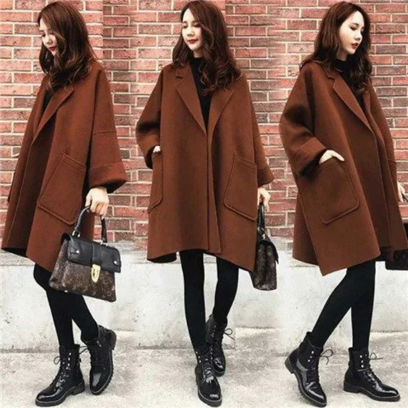 Casual Mixtures Jacket Woman Plain Novelty High Quality Trench Wool Blend Coat for Women Hot Fashion 2024 New In Luxury Medium