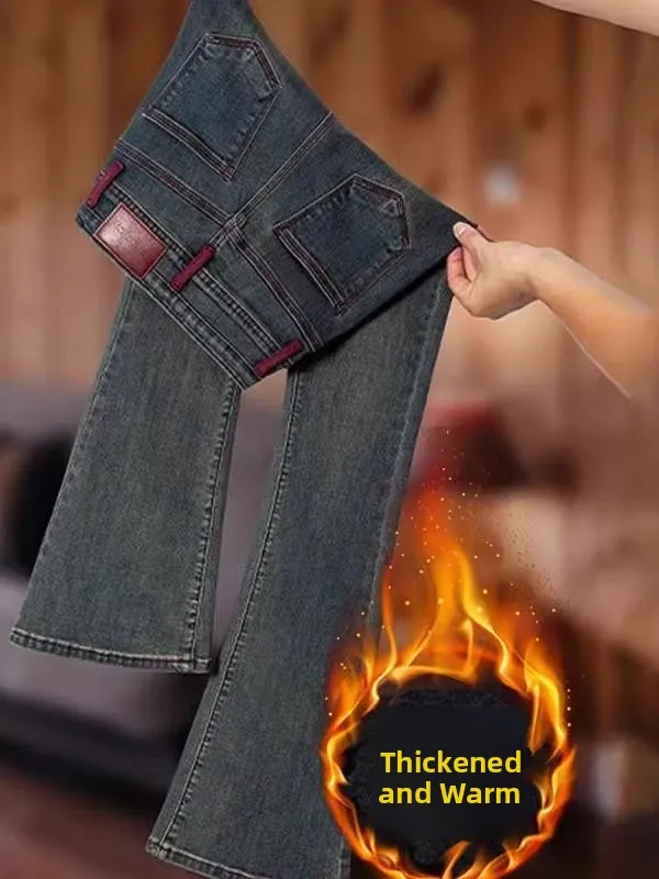 

Американские джинсы-колокольчики с высокой талией, женские облегающие эластичные длинные брюки-груша в стиле апей, прямые джинсовые брюки