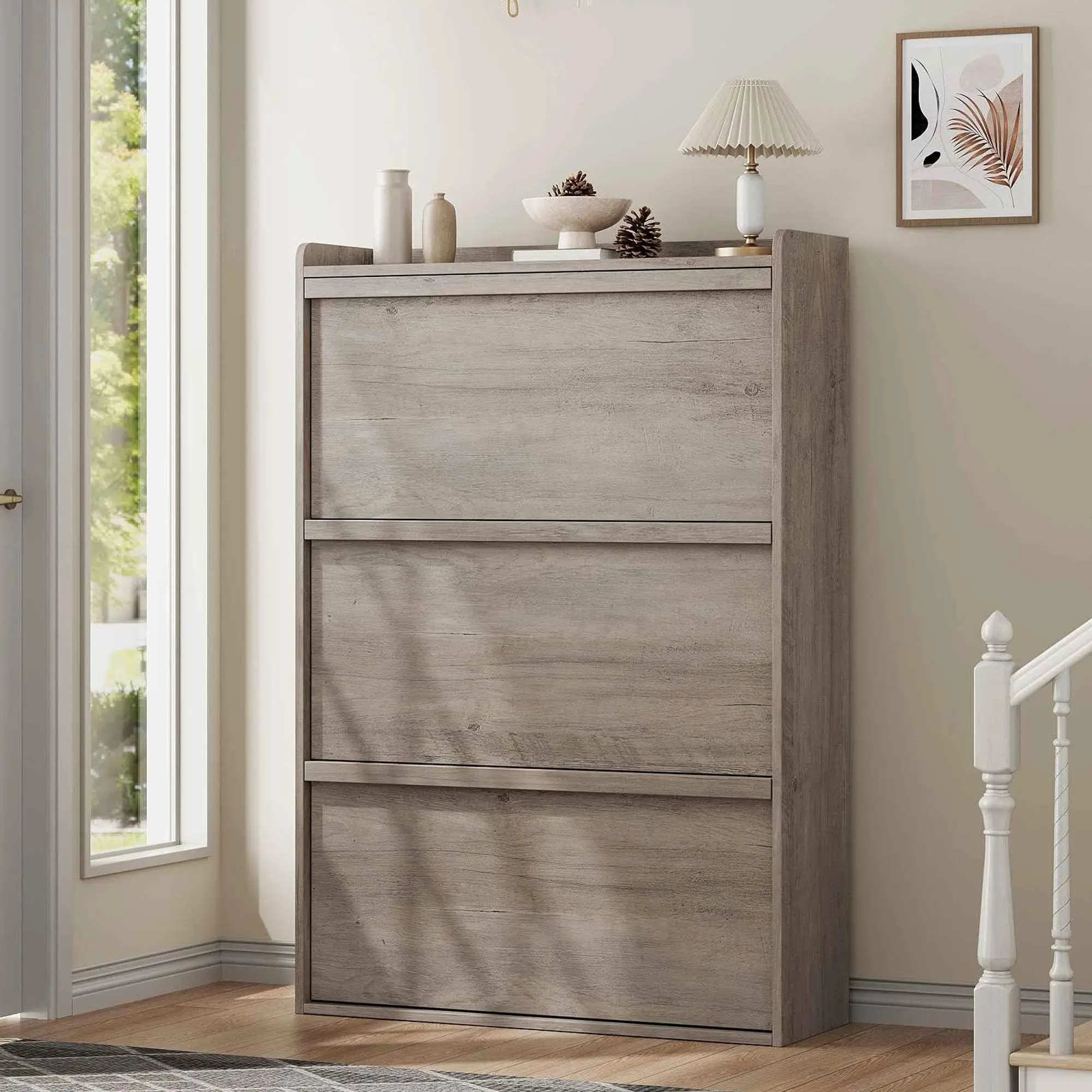 Scarpiera con 2 ante, scarpiera ribaltabile 88 x 27 x 95 cm, scaffale per scarpe, scarpiera sottile e a scomparsa, organizer per scarpe per ingresso, corridoio, soggiorno