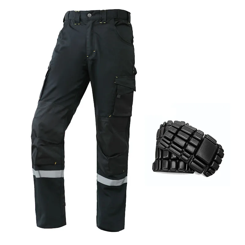 Polycotton Construction Work Pants for Men with Reflective Stripes Work Trousers with Multi Pockets Work Wear Men Pants