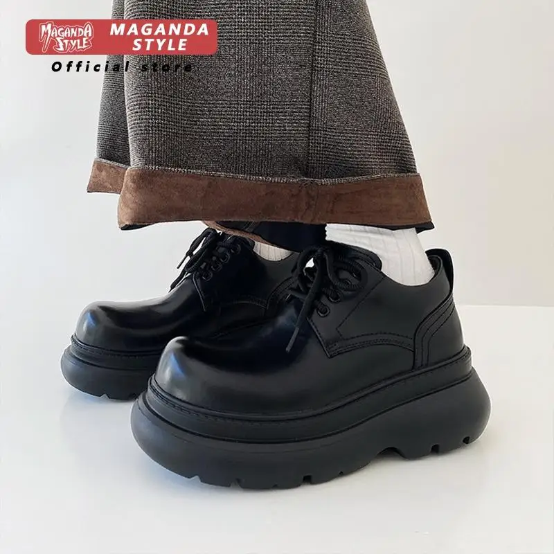 10cm invisible height increasing Derby leather shoes for men small stature big head Mickey trendy thick sole casual