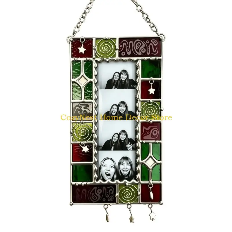 92MF Hanging Acrylic Photo Frame with Smooth Border and Metal Edging for Photos, Handwritten Messages, and Window Displays
