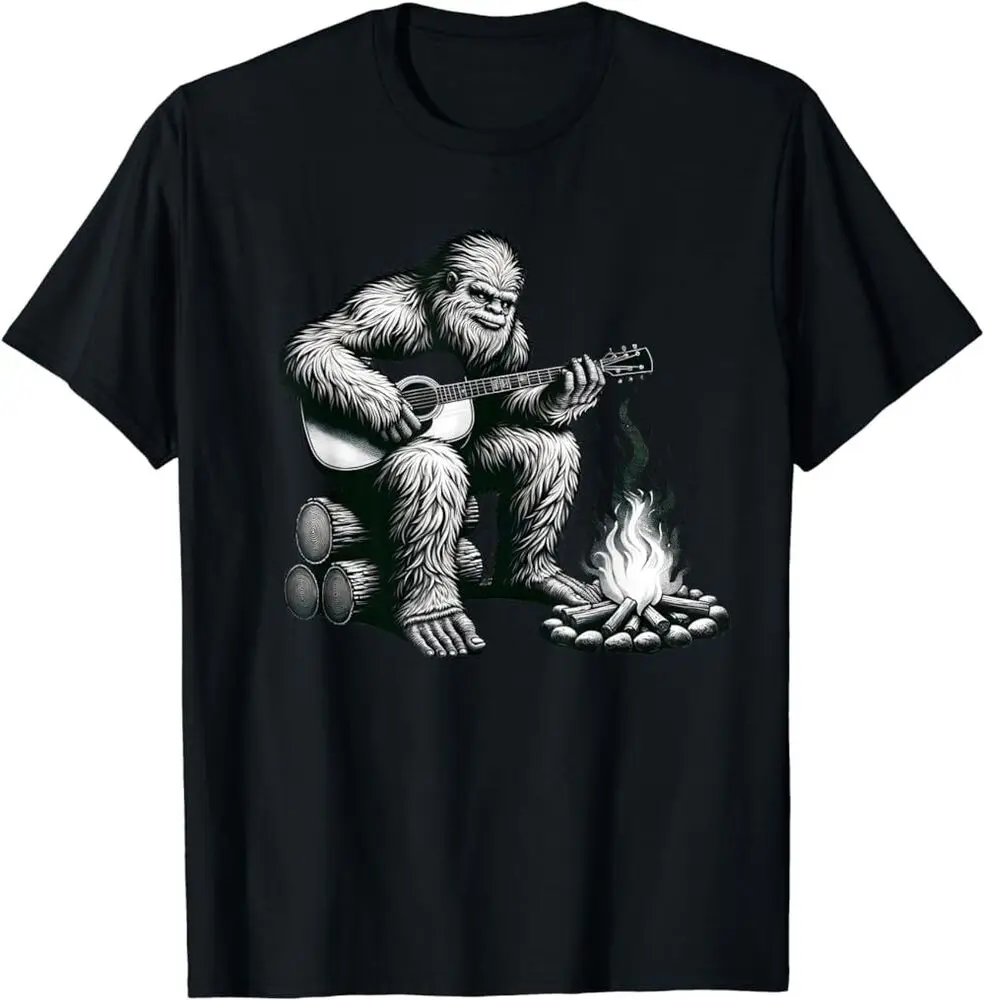 Bigfoot Playing Guitar Rock on Sasquatch Big Foot T-Shirt, Unisex TeesUnisex Summer Luxury Brand Oversize