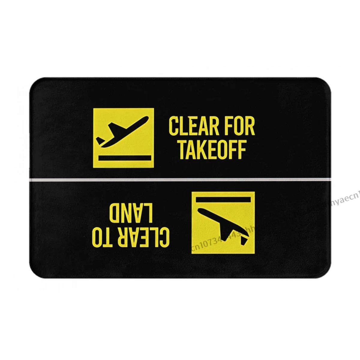 Airplane Airport Sign Bath Mat Clear For Takeoff Landing Doormat Flannel Carpet Entrance Door Rug Home Decoration