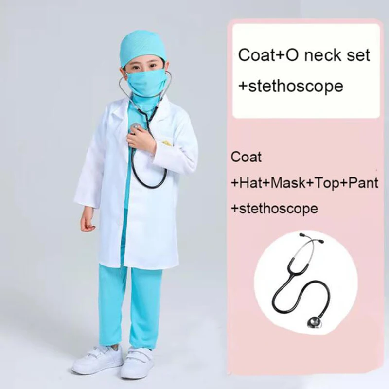 Halloween Kids Surgeon Doctor Uniform Shirt Pants Coat Suit Boys Girl Cosplay Costumes Children Party Role Playing Dress Up Suit