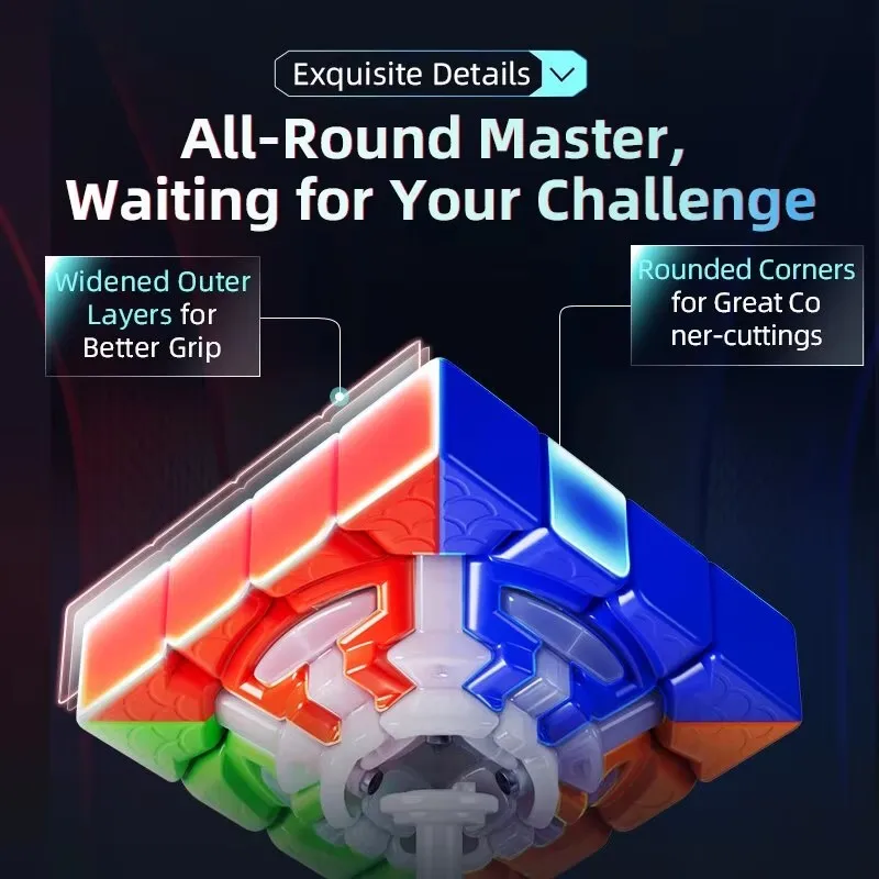 MoYu  AoSu V7 4x4 Magnetic Cube Professional Speed Puzzle Magic Cube Magnetic Positioning Cubo Magico Rotation Cube ﻿