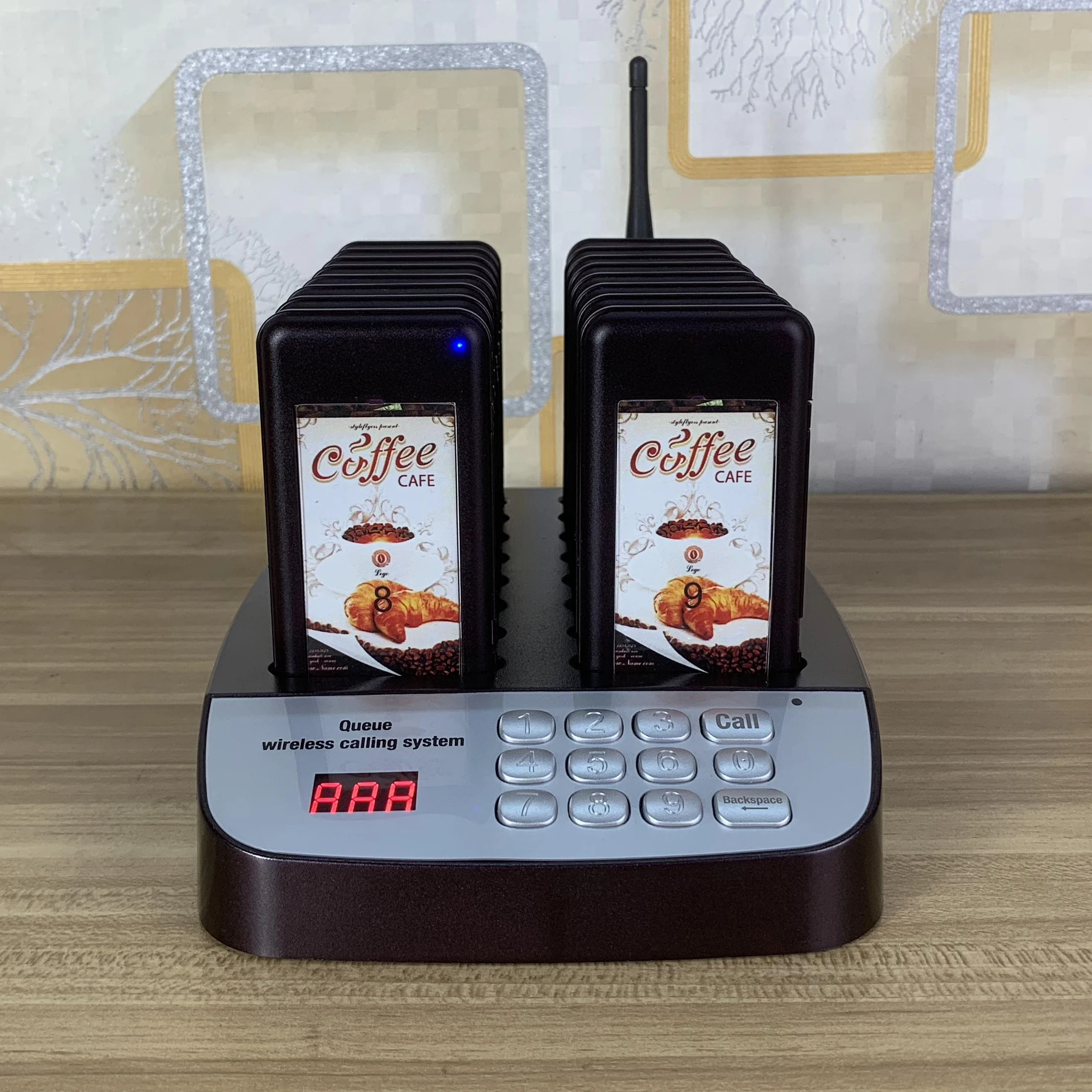 Hot sold queue number system for restaurant queue coster pager device coffee shop with16 vibrators