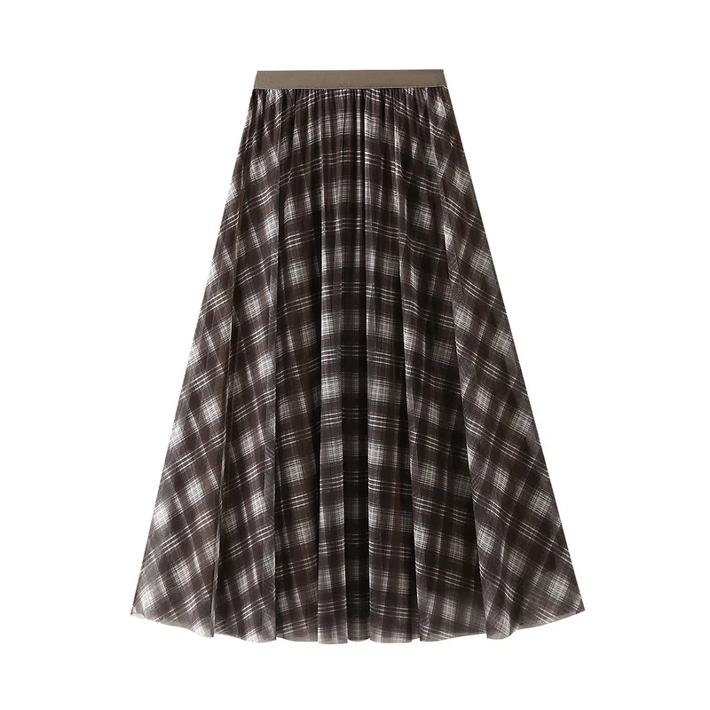 

Both sides can use retro mesh irregular half skirt with a hanging feeling, medium long A-line long skirt for women in autumn