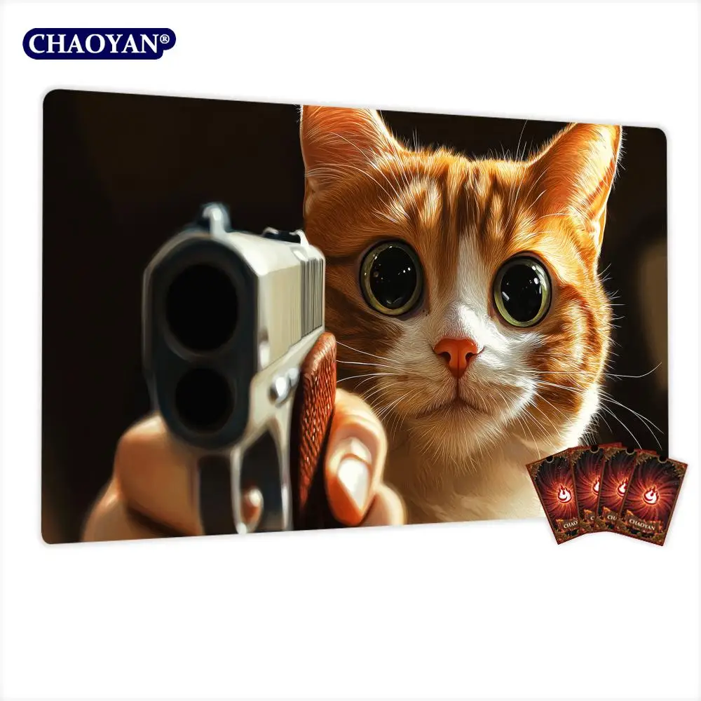 Prank Orange Cat TCG Playmat Magic Card Battle Mat Non-Slip Durable 35X60CM Commander playmat Board Game Mat for TCG Card Pad