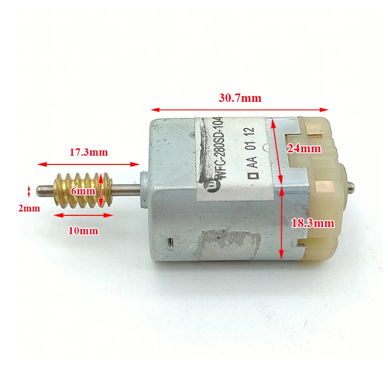 FC-280SD-10460 DC 12V 18V 24V 8400RPM Micro 24mm Flat Electric Motor Copper Worm Gear Shaft DIY Car Door Lock Rearview Mirror