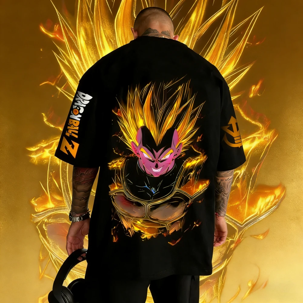 2026 Sommer Dragon Ball Retro Reine Baumwolle Herren T-Shirt Super Saiyan Übergroßes Freizeithemd Unisex Eltern-Kind-Outfit