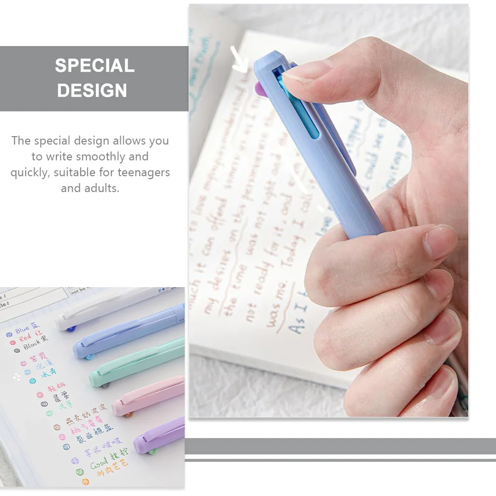 5Pcs Delicate Multicolor Ballpoint Pens Press Action Writing Pen Set Wear-Resistant Desktop Use Cute Portable Pens for School