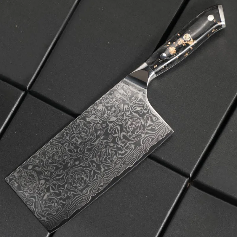 

7 Inch Slicing Knife 67-layers Damascus Steel 10Cr15Mov Blade Chef Slicing Vegetables Cleaver Meat Kitchen Knife Resin Handle