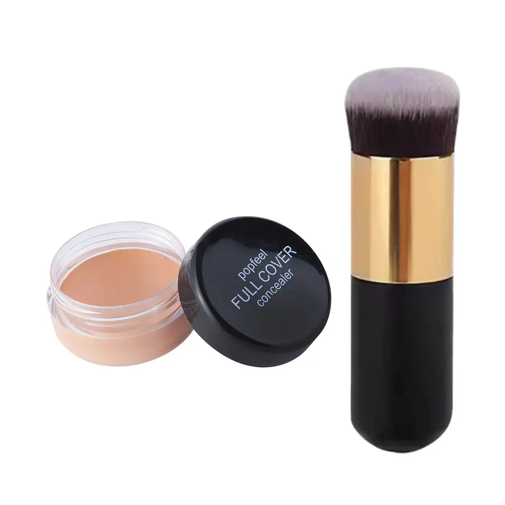 POPFEEL フルカバレッジ コンシーラー メイクアップ ブラシ付き 防水 マット スムース コンシーラー コレクター 目の下のダークスポット用