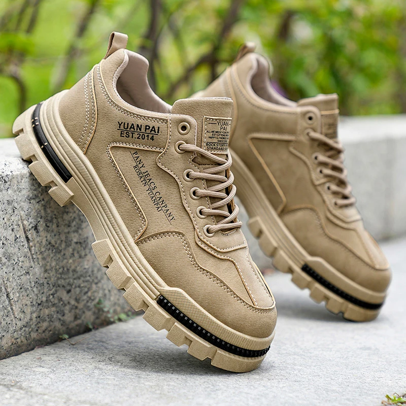 Men's Thick Sole Work Boots Non Slip Casual Platform Sneakers Outdoor Hiking Walking Fashion Utility Shoes view 3
