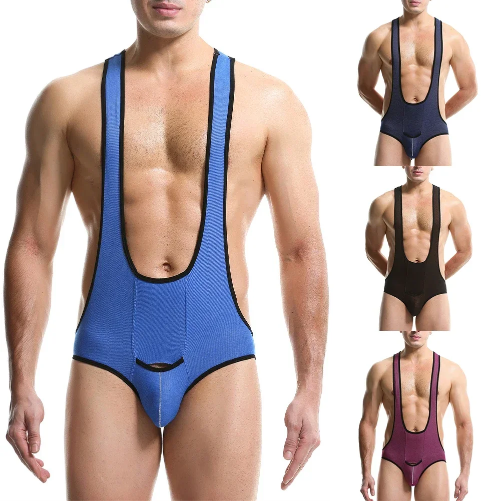 Men Sexy Sissy Lingerie See Through Singlet Bodysuit Backless Jumpsuit Leotard Underwear Gays Halterneck Romper