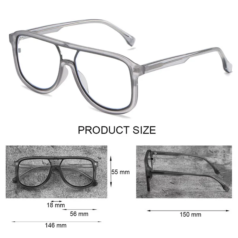 YOOSKE Retro อินเทรนด์กรอบแว่นตาสีดํากรอบแว่นตาผู้ชายแฟชั่น Double Beam กรอบแว่นตาขนาดใหญ่แว่นตา