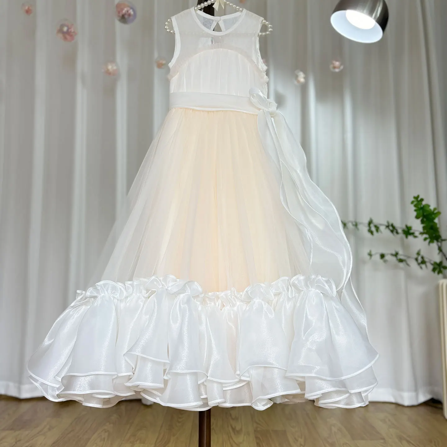 Jill wünschen elegante arabische rosa Mädchen Kleid Bänder Dubai Baby Kinder Prinzessin Geburtstag Hochzeits feier Ball Abendkleid j101