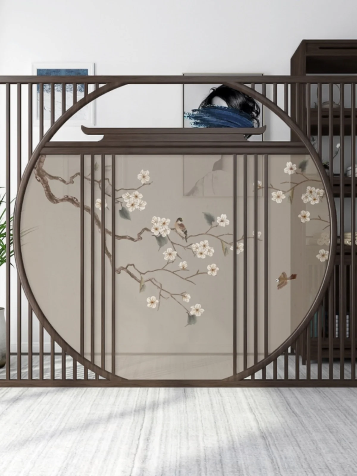 New Chinese Screen, Landscape Art, Entrance Living, Modern Simple Walnut, Solid Wood, Zen Seat Screen, Chinese Partition